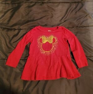 girl 3t dark pink long sleeve gold sequin design Minnie Mouse